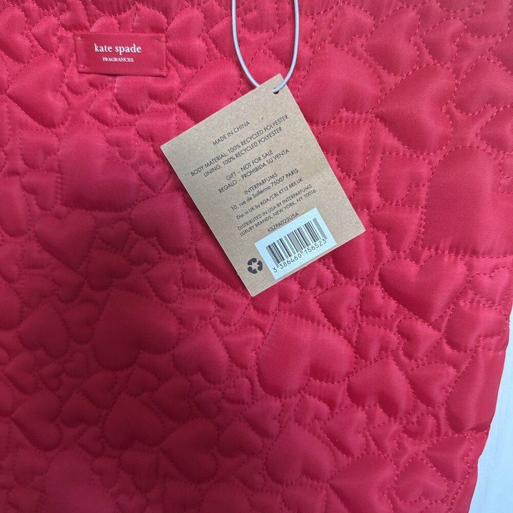 NEW Kate Spade Fragrances Red Heart Quilted Tote Bag - Picture 2 of 6